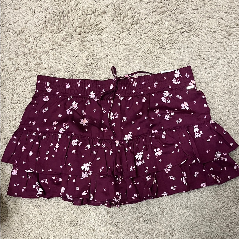 NWT PINK Victoria's Secret Floral Skort with built in shorts- Burgundy and White